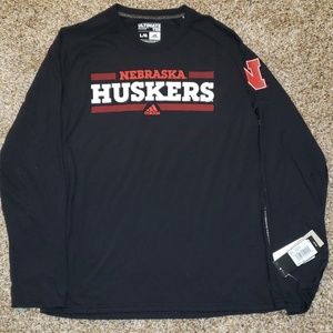 Men's Adidas Nebraska Huskers Black L/S Top